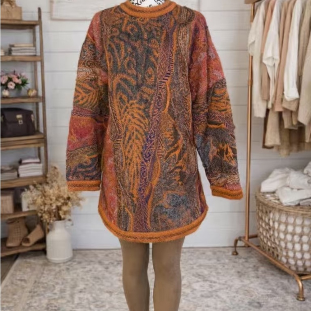 COOGI Multicolor Sweater with Orange and Purple Accents